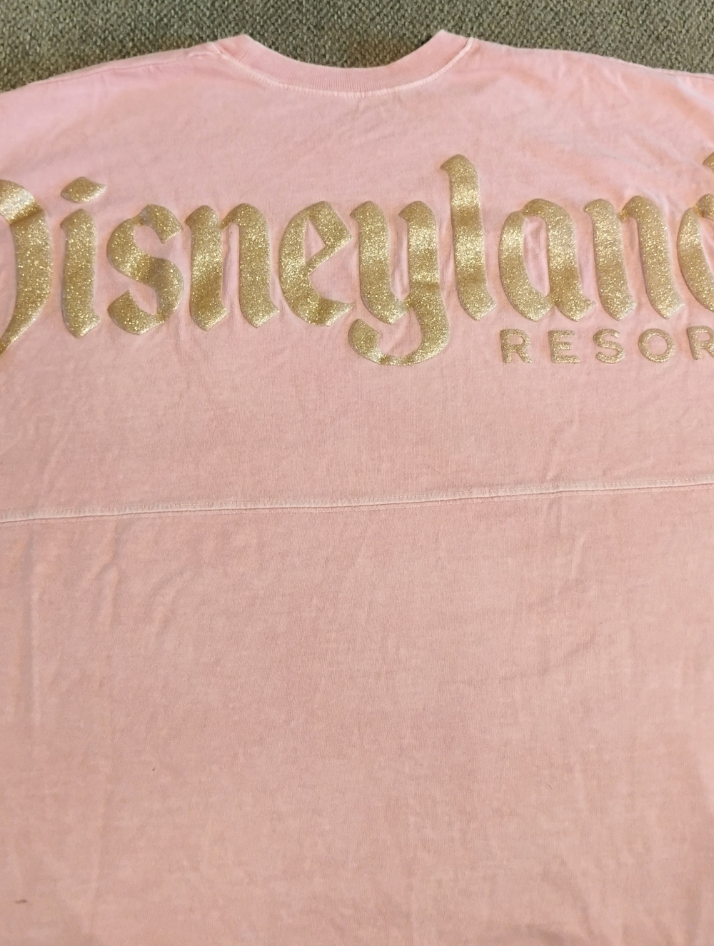 Disney Parks Spirit Jersey Size Large Disneyland Resort Peach Rose Gold Glitter